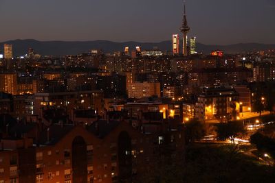 Illuminated cityscape at night