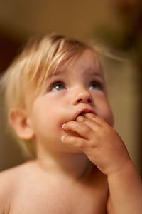 Close-up portrait of cute baby girl