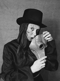 Young woman wearing hat