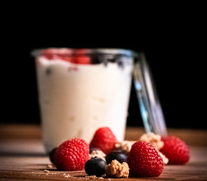 Close-up of strawberries on table