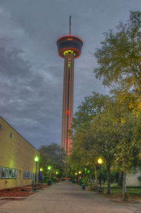 Illuminated street light at night