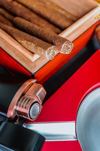 High angle view of vintage car