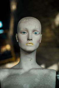 Old female display mannequin portrait