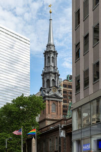 Low angle view of buildings against sky