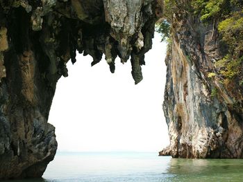 Scenic view of rock formation in sea