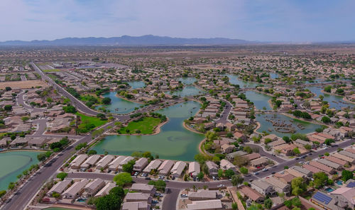 High angle view of city