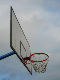 Low angle view of basketball hoop against sky