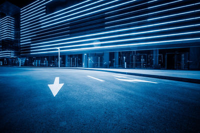 Illuminated parking lot at night