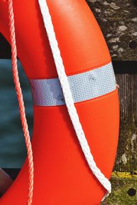 Close-up of rope tied on boat