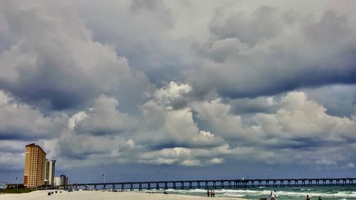 Scenic view of sea against cloudy sky