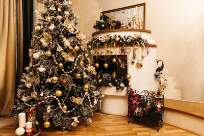 Christmas decorations on table