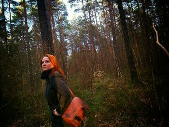 Portrait of woman in forest