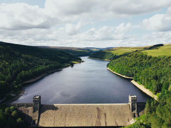 High angle view of river along landscape