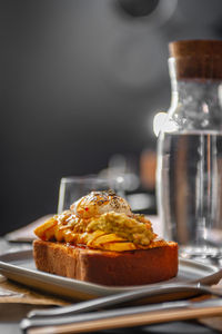 Close-up of food in plate on table