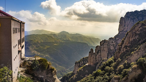 Panoramic view of landscape and mountains against sky
