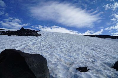 Scenic view of sea against sky during winter