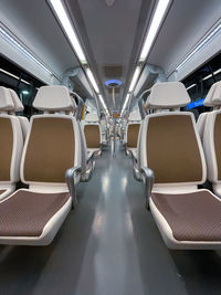 Empty seats in the train car, mode of transportation