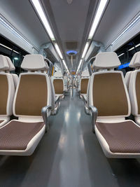 Seats inside a train car