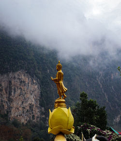 Rear view of man standing on mountain