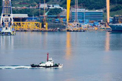 Ship sailing on sea