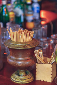 Close-up of food on table