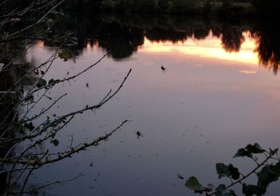 View of lake at sunset