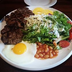 Close-up of food served in plate