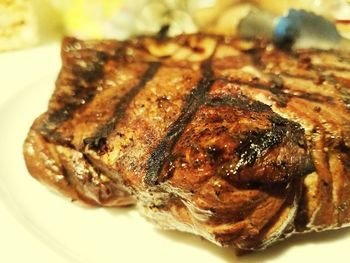 Close-up of meat on plate