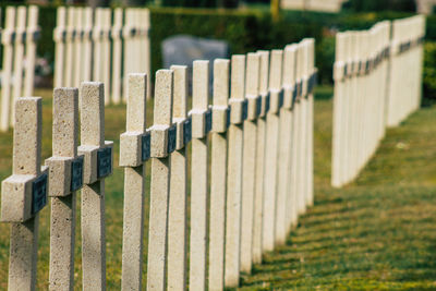 Row of fence at cemetery