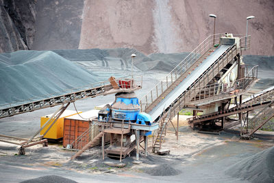 High angle view of coal mining machinery