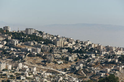 High angle view of townscape against sky