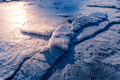 Close-up of frozen water