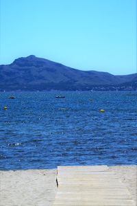 Scenic view of sea against clear sky