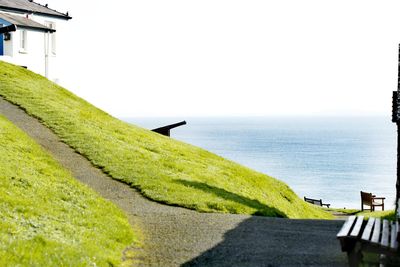 Scenic view of sea against clear sky