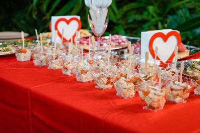 Close-up of heart shape on table