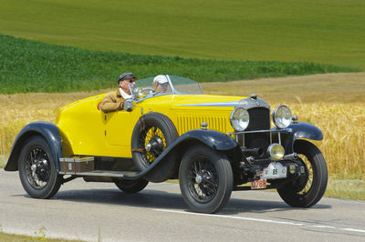 Vintage car on road