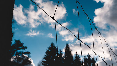 Low angle view of silhouette trees against sky