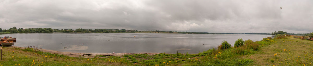 Scenic view of landscape against cloudy sky
