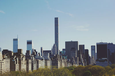 Low angle view of modern buildings against sky