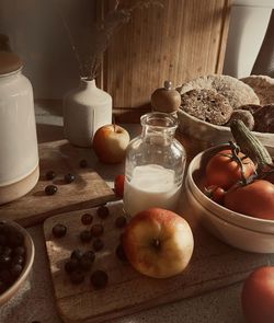 High angle view of food on table