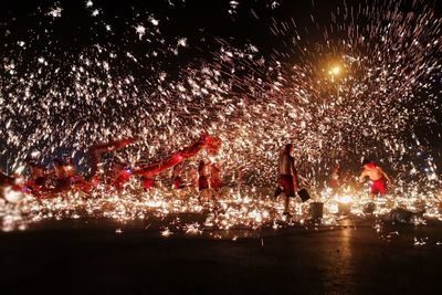 Firework display at night