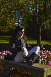 Portrait of woman in park