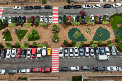 High angle view of street from the rooftop