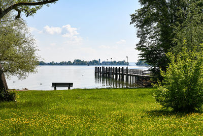 Scenic view of lake against sky