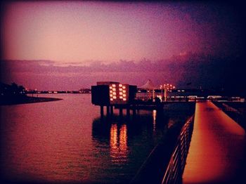 View of river at sunset