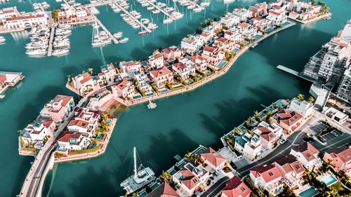 High angle view of harbor