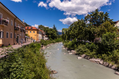 View of the rienz river flowing through brixen