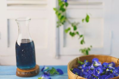 Close-up of wine glass on table