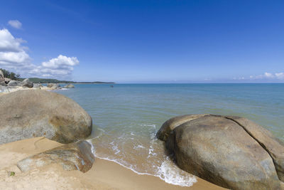 Rocks on the coast at khea khea beach, pattani, thailand