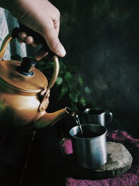 Hand holding tea cup